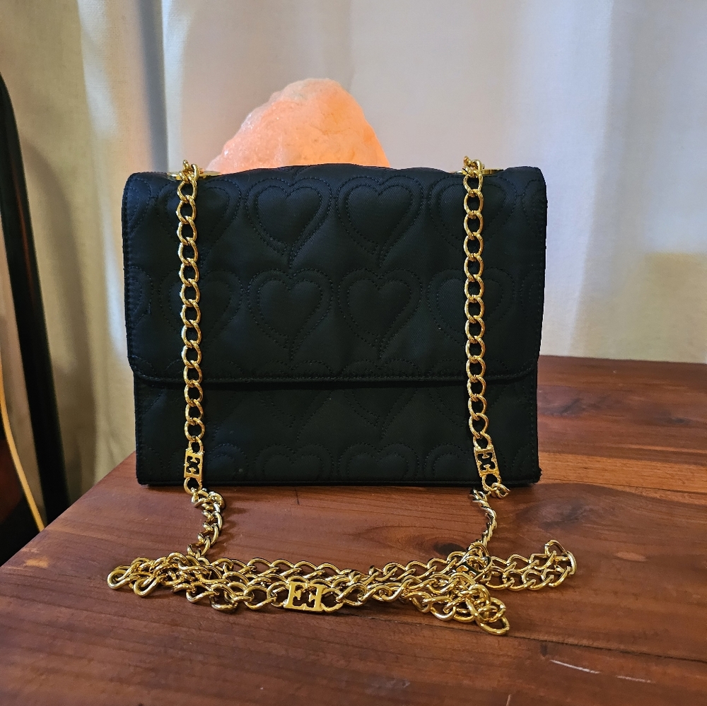 Escada handbag navy blue hearts 💙 with gold chain